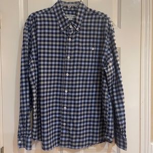Orvis Heritage Twill Checkered Button Up Classic Shirt Men's X-Large Blue Gray